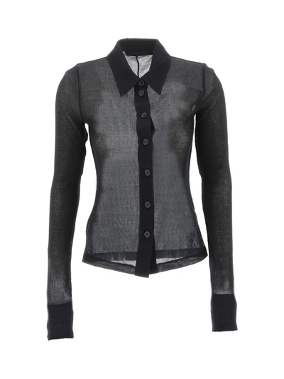 Helmut Lang Slim Fit Semi Sheer Shirt In Black