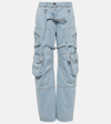 Off-white High-rise Denim Cargo Pants In Blue