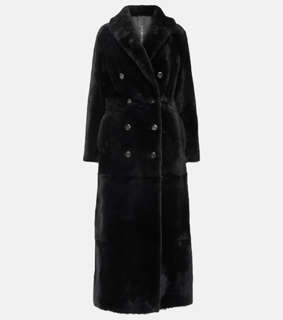 Blancha Double-breasted Shearling Coat In Black