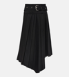 Off-white Pleated Midi Skirt In Tech Drill Fabric In Black