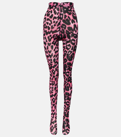 Alex Perry Cadie Leopard-print Tights In Multicoloured