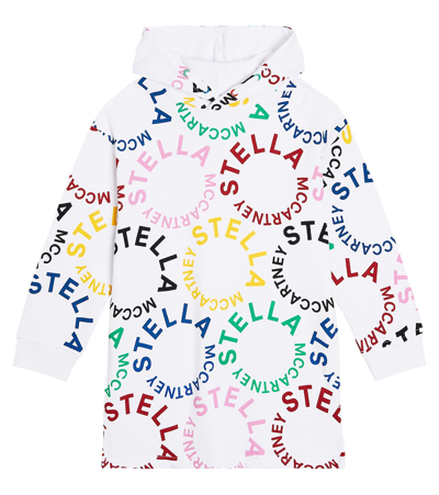 Stella Mccartney Kids' Logo Cotton Jersey Sweatshirt Dress In White