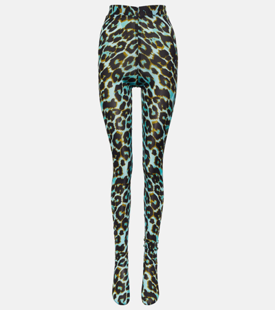 Alex Perry Cadie Leopard-print Tights In Multicoloured