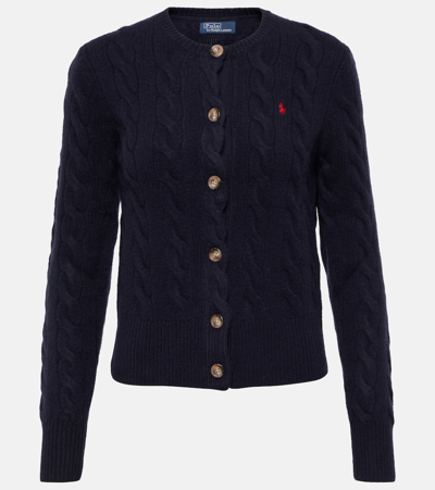 Polo Ralph Lauren Cable-knit Long-sleeved Cardigan In Blue