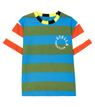 Stella Mccartney Kids' Striped Cotton-blend T-shirt In Multicoloured
