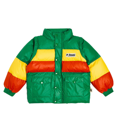 Mini Rodini Logo Convertible Puffer Jacket In Green