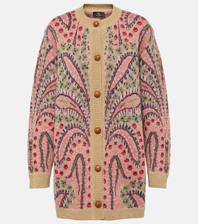 Etro Patterned-intarsia Mohair-blend Cardigan In Multicolore