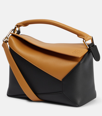 Loewe Puzzle Edge Small Leather Crossbody Bag In Black