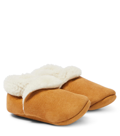 Petit Nord Baby Suede Shearling Bootie In Brown