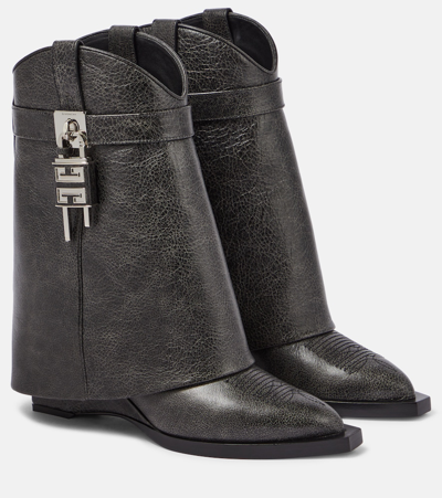 Givenchy Shark Lock Leather Ankle Boots In Black