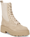 Sam Edelman Lydell Womens Mixed Media Lace Up Ankle Boots In Sesame Suede