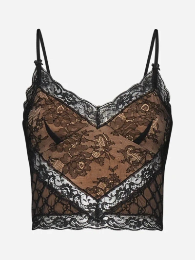 Gucci Gg Top Lace In Black