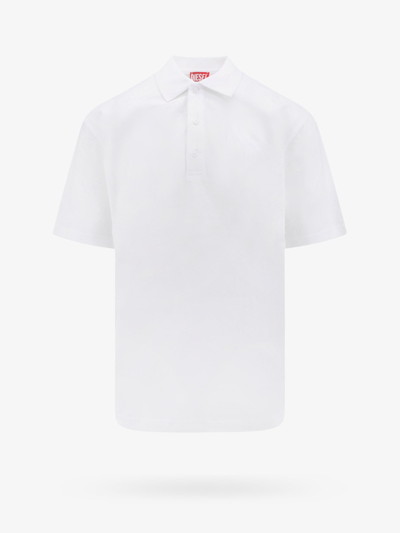 Diesel Oval D Organic Cotton Polo Shirt In White