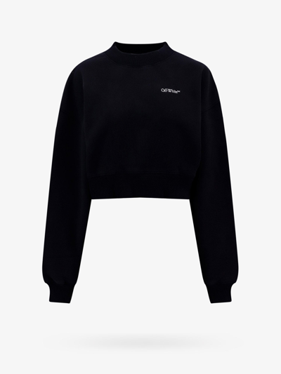 Off-white Cropped Sweatshirt With Logo In Black