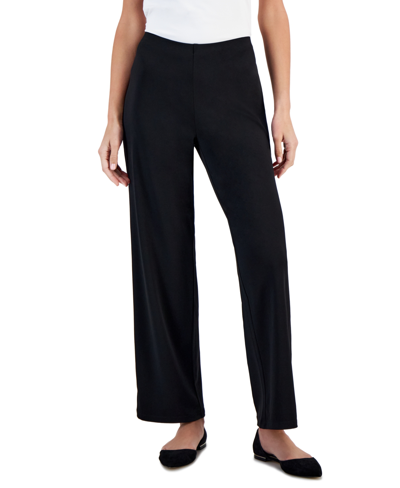 Jm Collection Women's Knit Wide-leg Pull-on Pants, Regular & Short Lengths, Created For Macy's In Deep Black