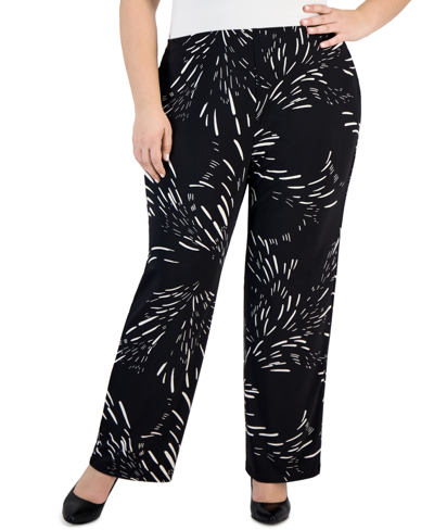 Jm Collection Petite Flash Firework Wide-leg Pants, Created For Macy's In Deep Black Combo