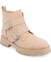 Journee Collection Women's Maebry Lug Sole Buckle Booties In Beige