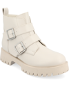 Journee Collection Women's Maebry Lug Sole Buckle Booties In Bone