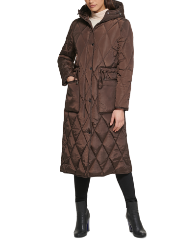 Kenneth Cole Women's Hooded Anorak Coat In Dark Roast