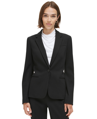 Calvin Klein Women's Peak-lapel Single-button Blazer In Black