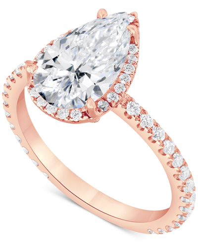 Badgley Mischka Certified Lab Grown Diamond Pear-cut Halo Engagement Ring (2-1/2 Ct. T.w.) In 14k Gold In Rose Gold