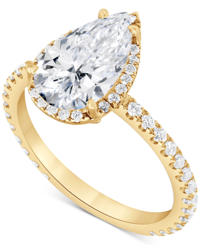 Badgley Mischka Certified Lab Grown Diamond Pear-cut Halo Engagement Ring (2-1/2 Ct. T.w.) In 14k Gold In Yellow Gold
