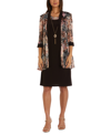 R & M Richards Petite 2-pc. Animal-print Jacket & Dress Set In Black