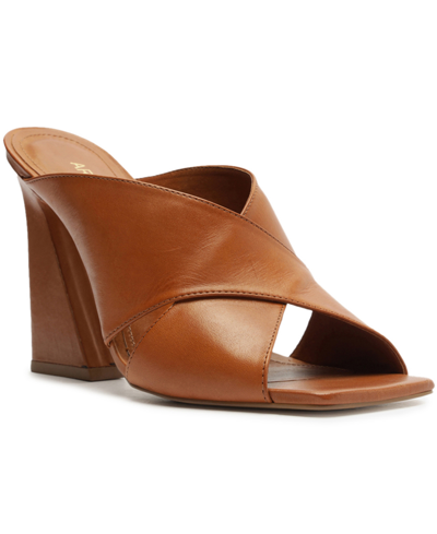 Arezzo Women's Ava High Geometric Heel Slide Sandals In Brown
