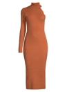 Bardot One Sleeve Turtleneck Dress In Toffee