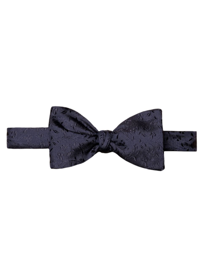 Eton Self-tied Floral-embroidered Silk Bow Tie In Navy Blue