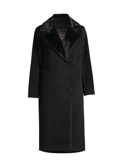 Cinzia Rocca Women's Faux Fur-trim Wool Coat In Black