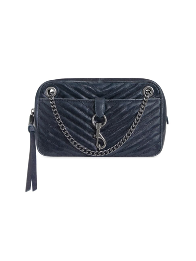 Rebecca Minkoff Women's Edie Leather Zip Shoulder Bag In Midnight