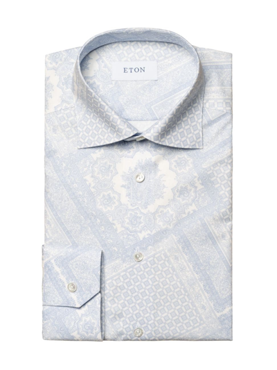 Eton Men's Slim Fit Geometric-print Dress Shirt In Blue