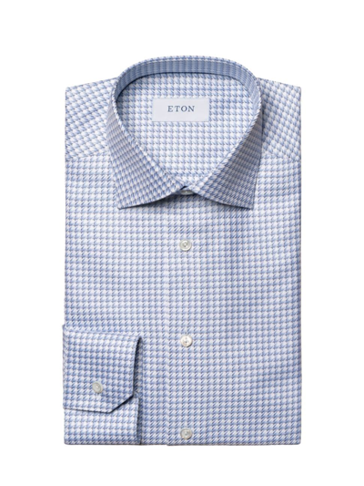 Eton Men's Contemporary-fit Houndstooth Luxe Twill Shirt In Blue