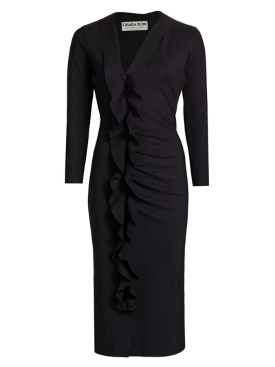 Chiara Boni La Petite Robe Women's Calia Asymmetric Ruffled Midi-dress In Black