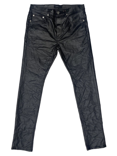 Purple Brand Men's Patent Film Cargo Low-rise Pants In Black