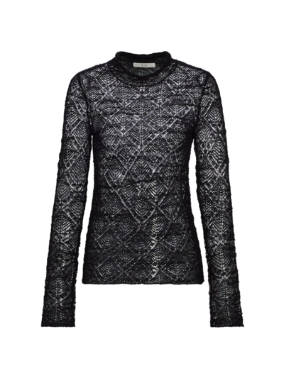 Co Women's Funnel Neck Lace Sweater In Black