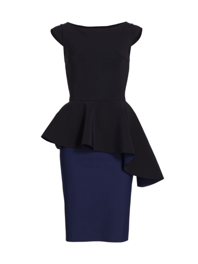 Chiara Boni La Petite Robe Women's Etheline Cap-sleeve Peplum Dress In Nero Blue Notte