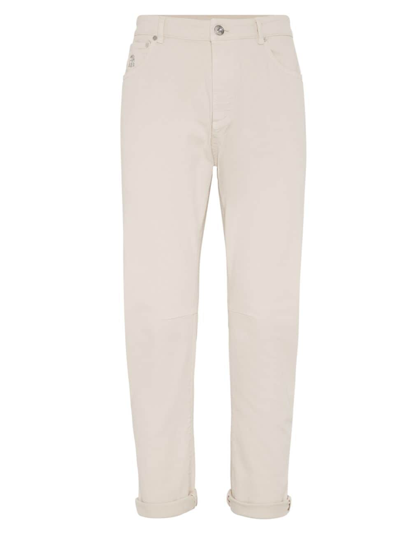 Brunello Cucinelli Lightweight Dyed Denim Trousers In Beige
