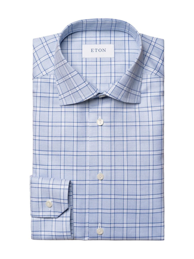 Eton Men's Contemporary-fit Check Twill Shirt In Blue