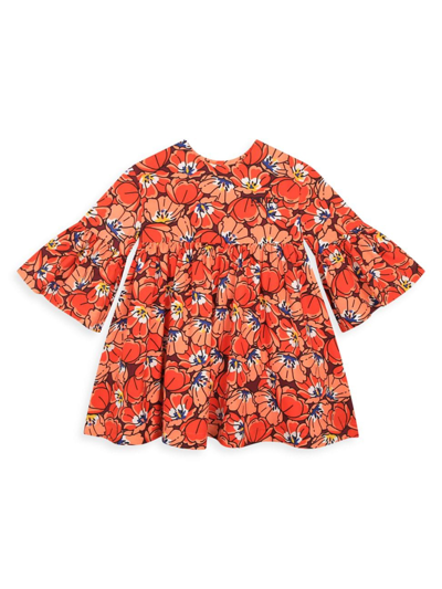 Kenzo Babies' Little Girl's & Girl's Floral Print Dress In Peach