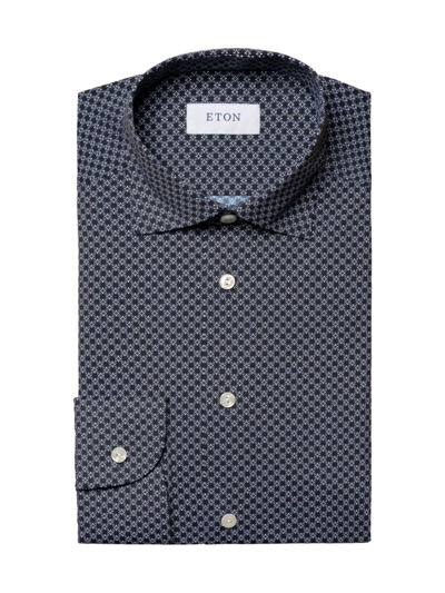 Eton Men's Slim-fit Micro Print Four-way Stretch Shirt In Blue