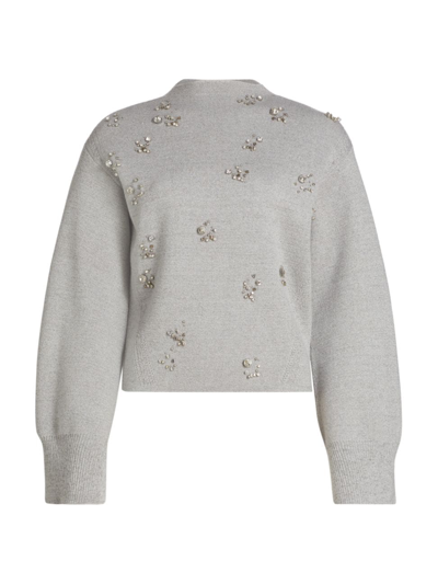 3.1 Phillip Lim / フィリップ リム Metallic Merino Wool Embellished Mockneck Pullover Sweater In Grey Multi