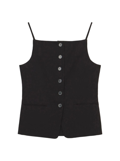 Staud Una Sleeveless Button Down Top In Black