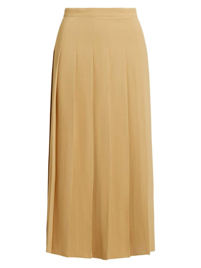 Polo Ralph Lauren Satin Pleated A-line Midi Skirt In Classic Camel