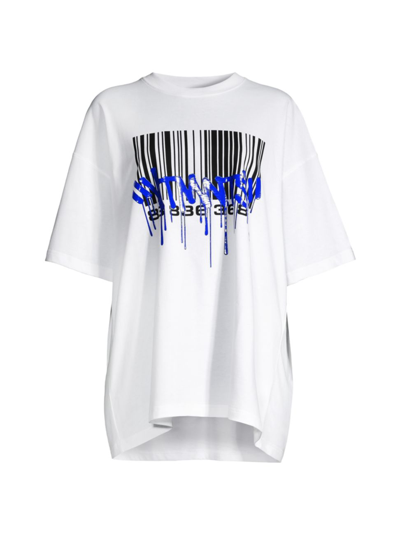 Vtmnts Barcode-print Cotton T-shirt In White