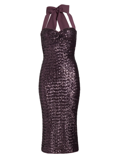 Chiara Boni La Petite Robe Women's Araich Sequin Midi-dress In Plum