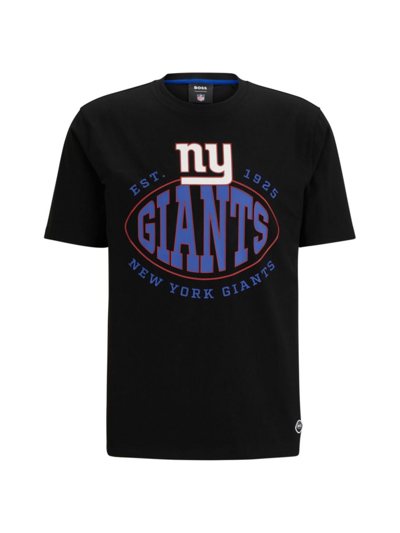 Hugo Boss Boss X Nfl Stretch-cotton T-shirt With Collaborative Branding In Giants