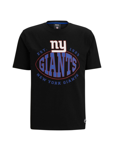 Hugo Boss Boss X Nfl Stretch Cotton Graphic T-shirt In New York Giants Black