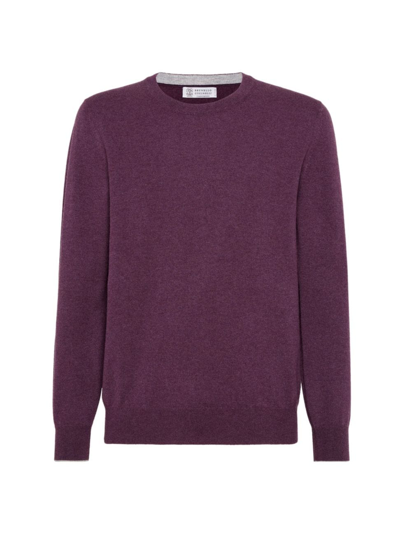 Brunello Cucinelli Men's Cashmere Sweater In Purple